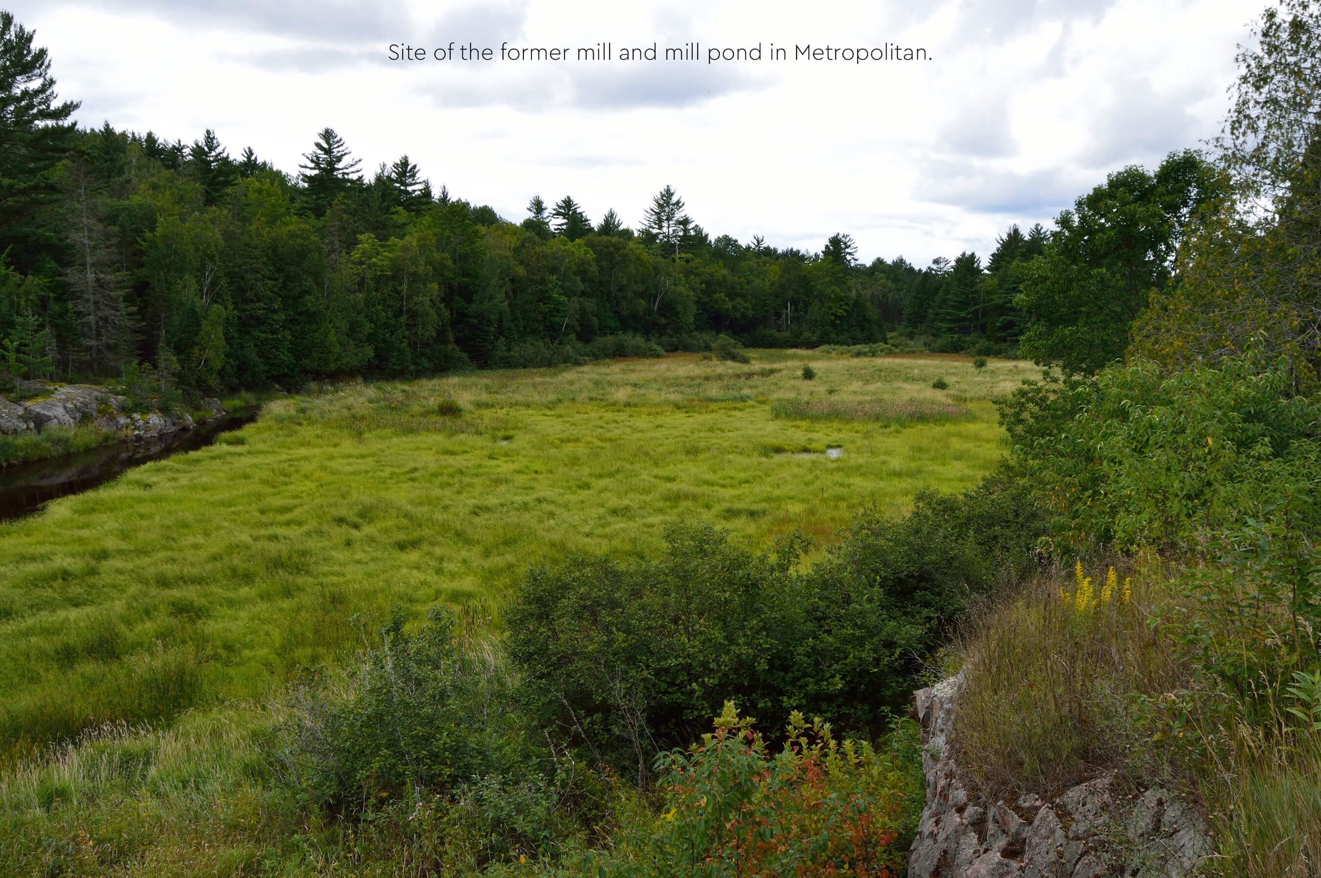 View of the former mill and mill pond site in Metropolitan.