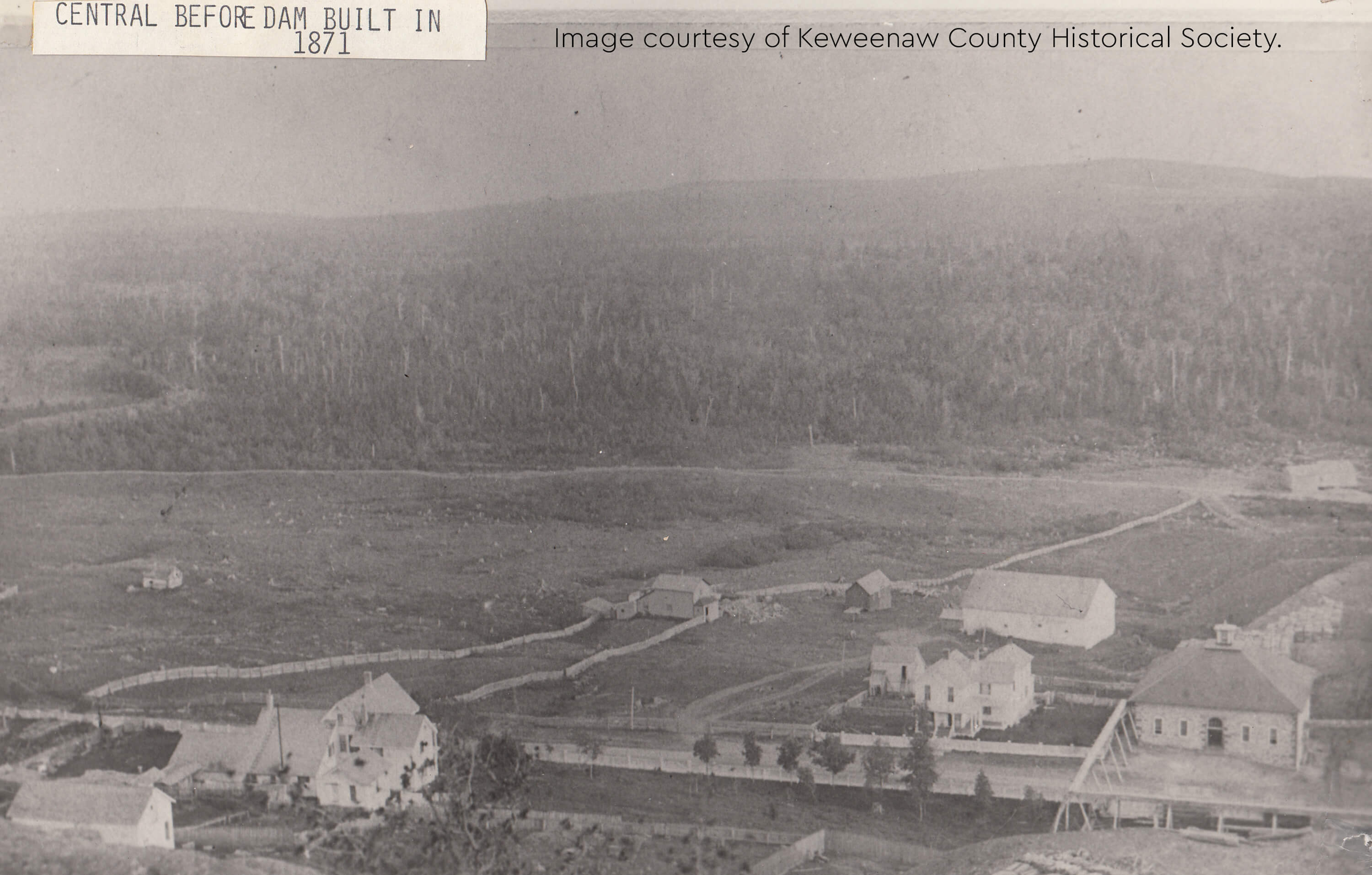 A historic photograph of Central Mine showing before 1871.
