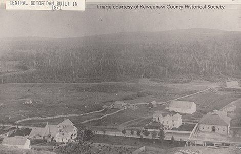 A historic photograph of Central Mine showing before 1871.