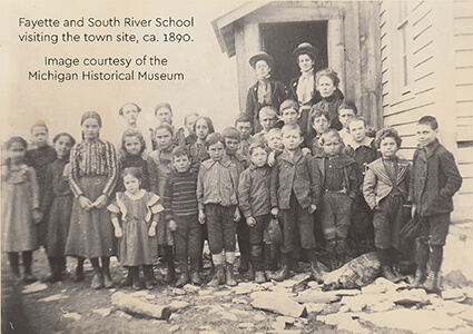 Historic photo of Fayette school children and teachers posing, ca. 1890.