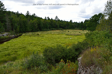 View of the former mill and mill pond site in Metropolitan.