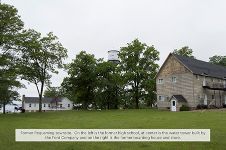 Former townsite of Pequaming with visible structures and trees