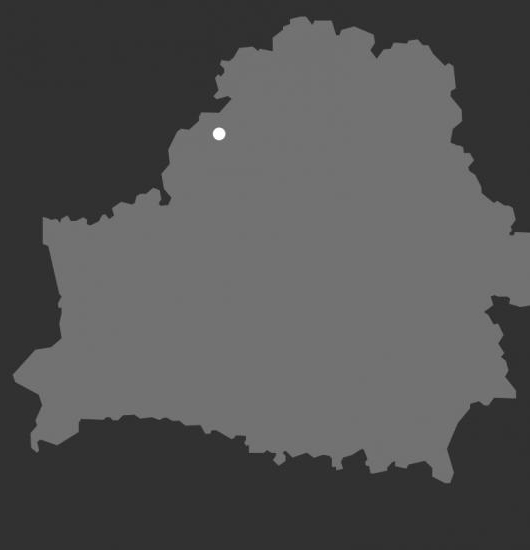Outline map of Belarus with Narach denoted.