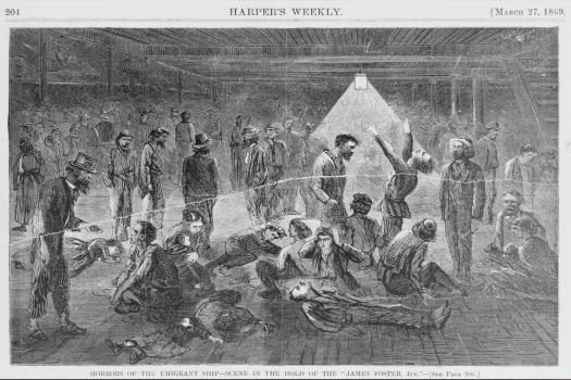 Harper's Weekly block print, Horrors of the Emigrant Ship.