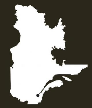 Outline map of Quebec, Canada with Gentilly denoted.